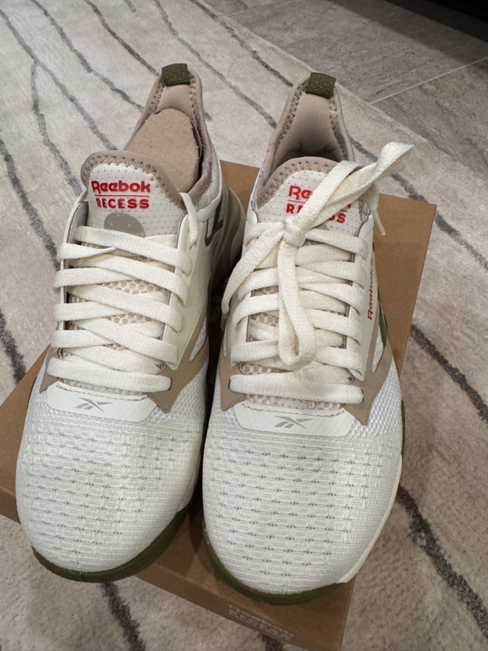 NEW- Reebok White and Olive Green  Athletic Sneakers - recess pickleball - Picture 6 of 6